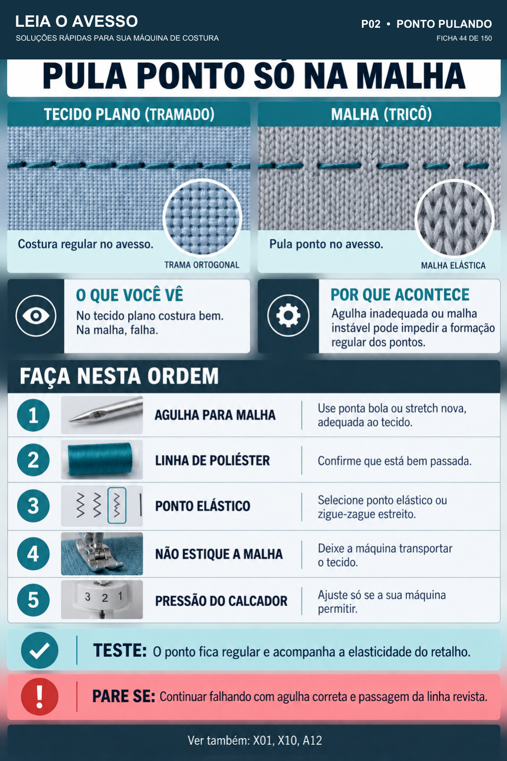 Ficha P02: máquina que pula ponto só na malha e como corrigir