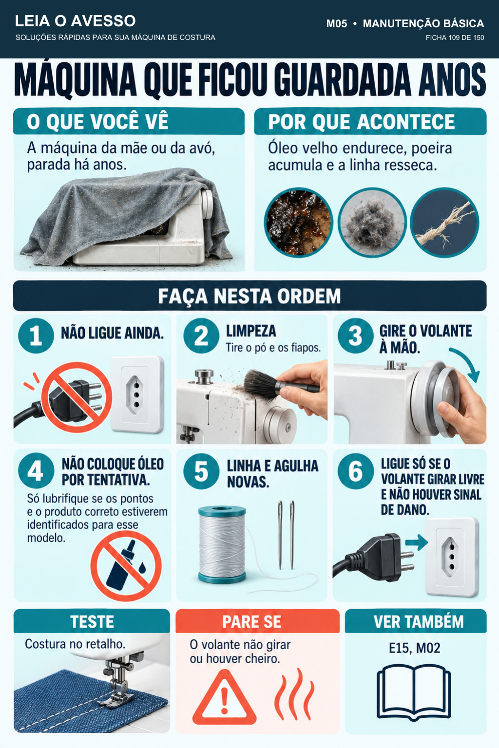 Ficha M05: máquina que ficou guardada por anos e como reativar
