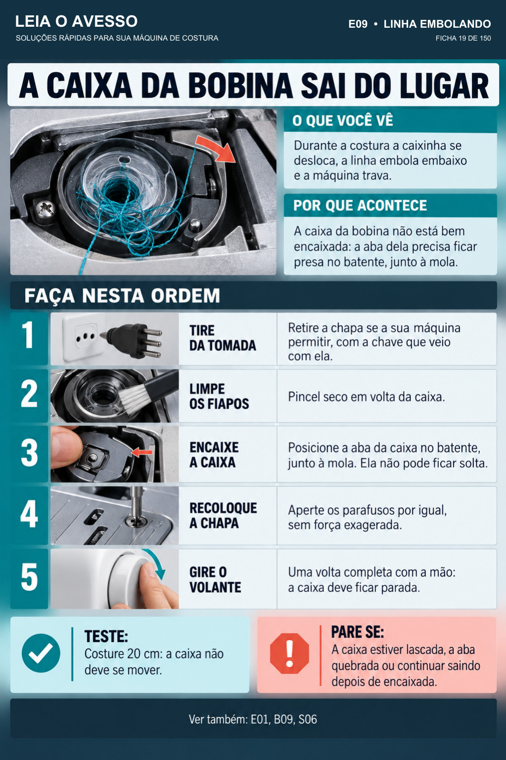 Ficha E09: caixa da bobina que sai do lugar e como encaixar de novo